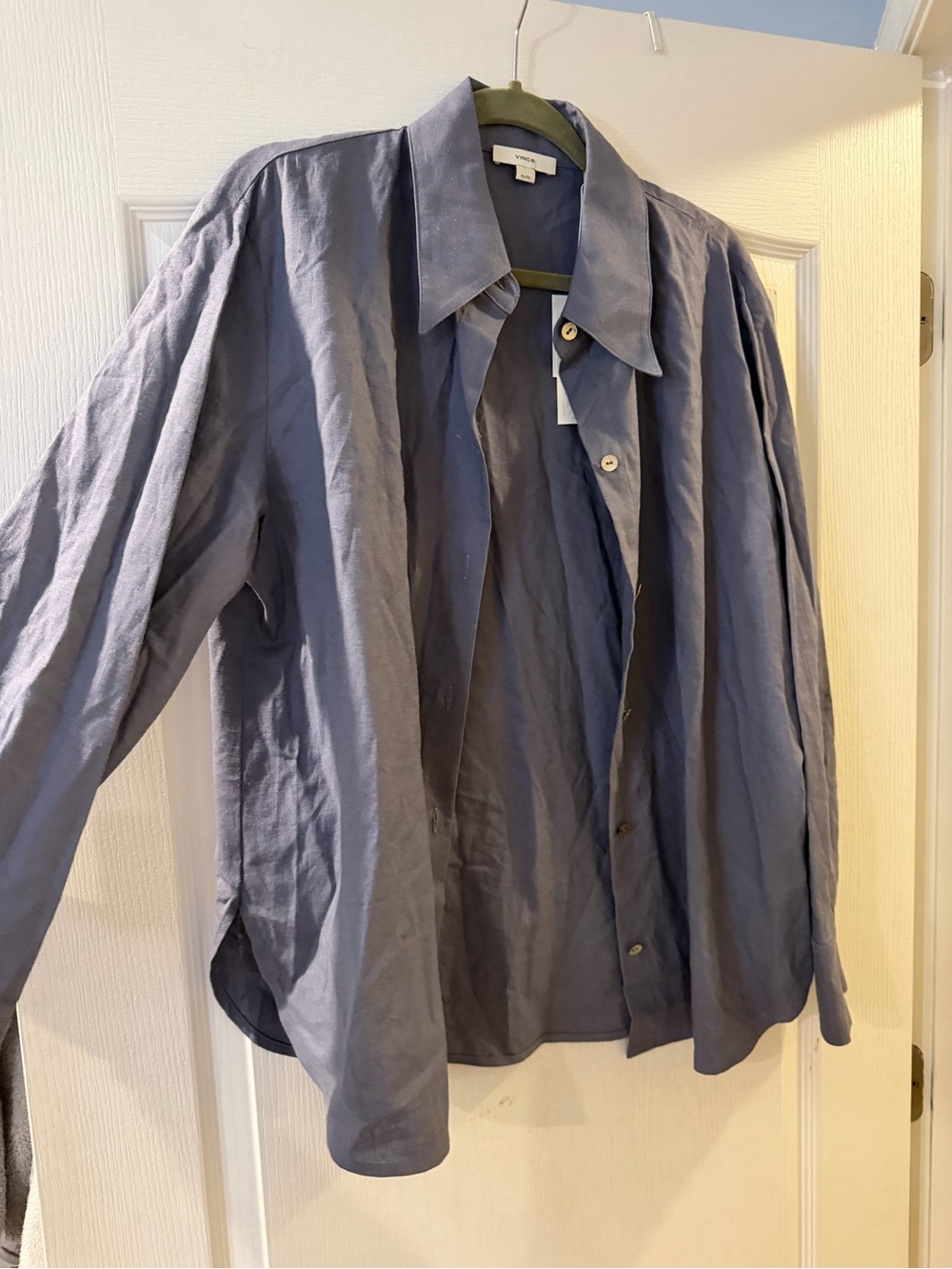 Vince linen Lightweight Button-Front Shirt Jacket - Slate Blue